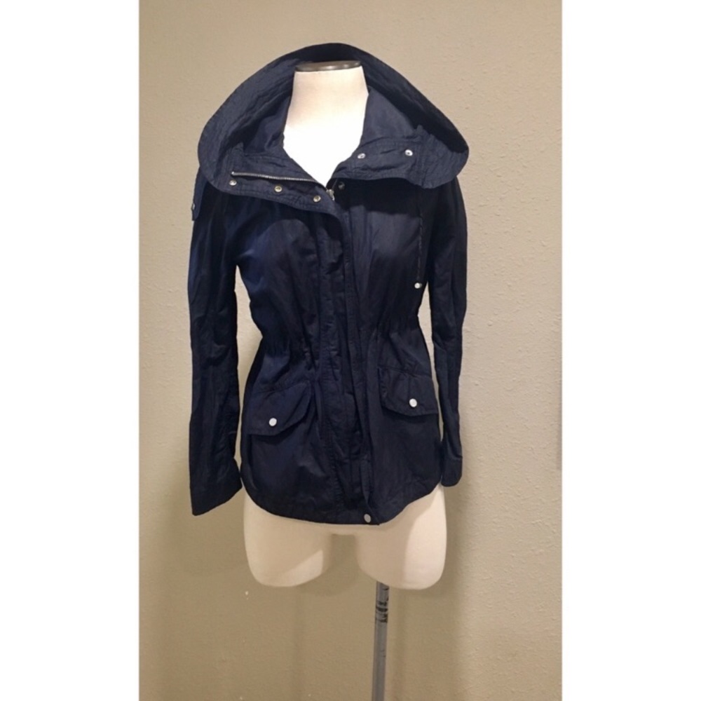 Talbots Brand Navy Rain Jacket Hooded